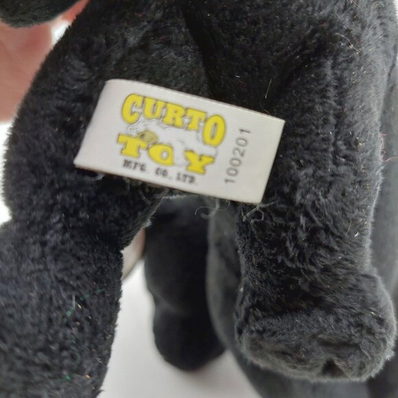 Curto Toy Black Panther Plush 10" Laydown Stuffed Animal Sewn Blue Eyes - Picture 4 of 9